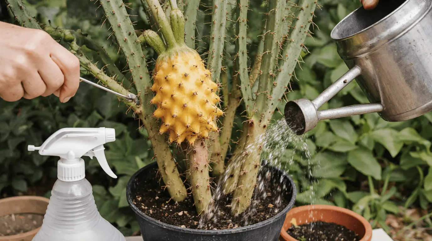 golden dragon fruit plant growing tips