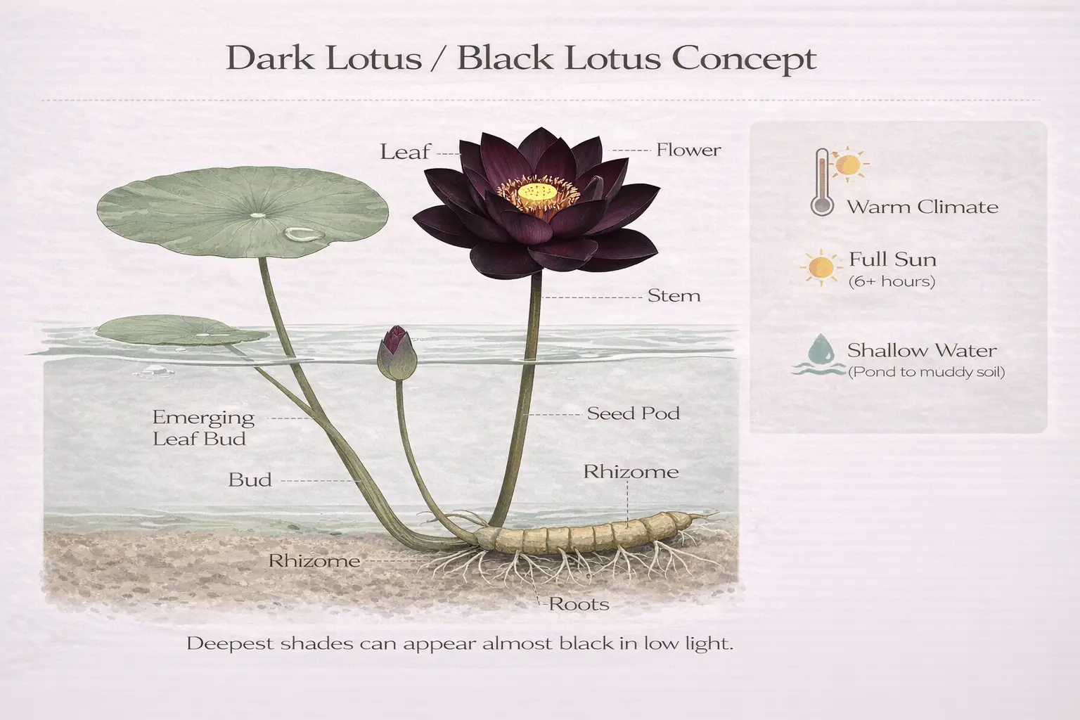black lotus flowers