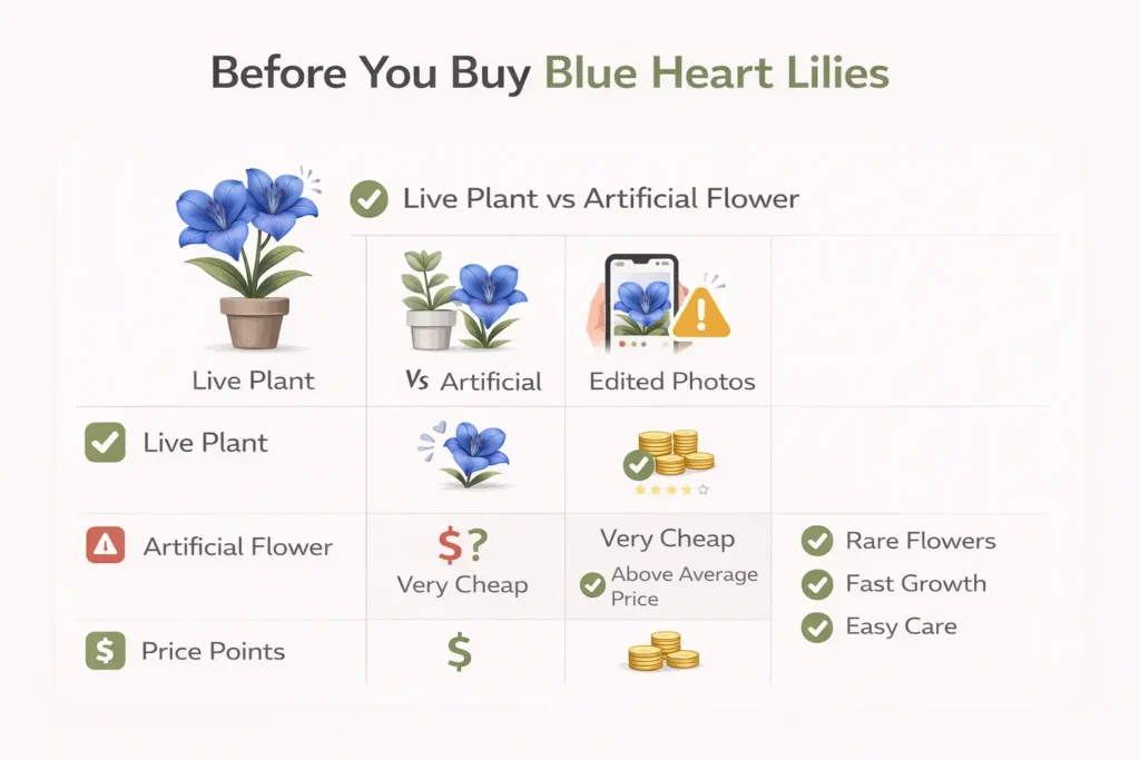 blue heart lilies