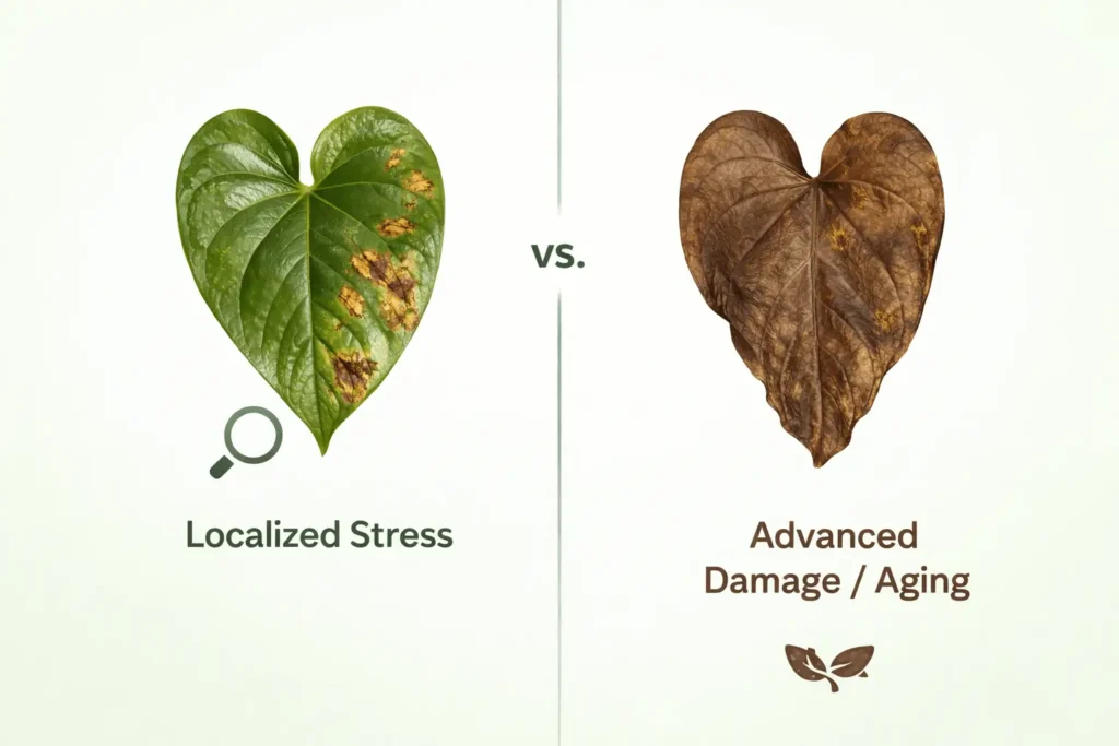 brown spots on anthurium leaves