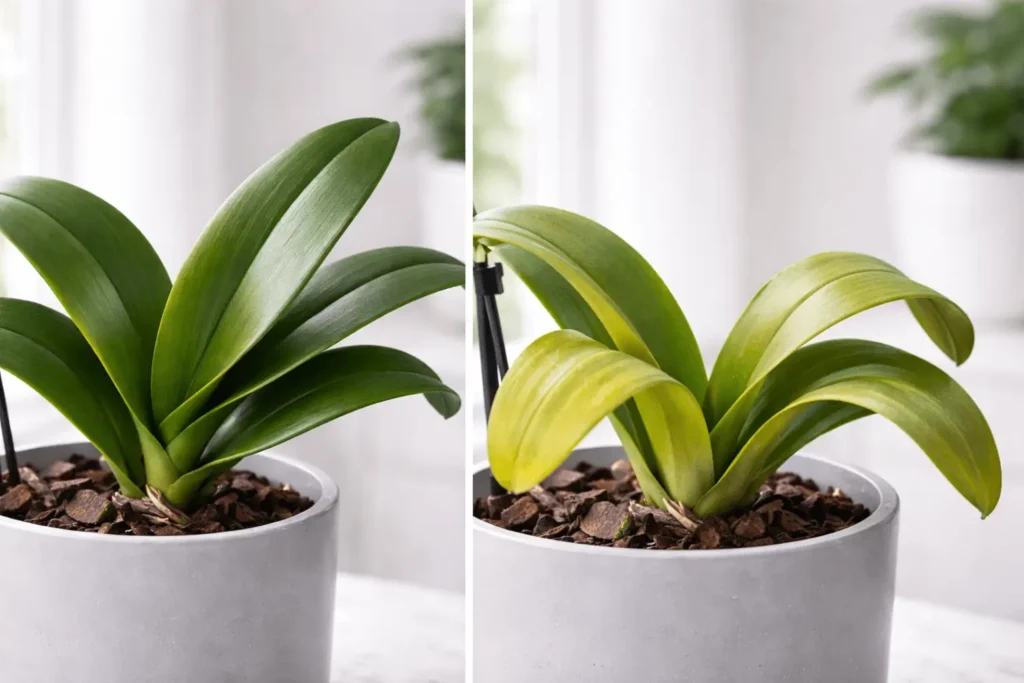 healthy orchid leaves