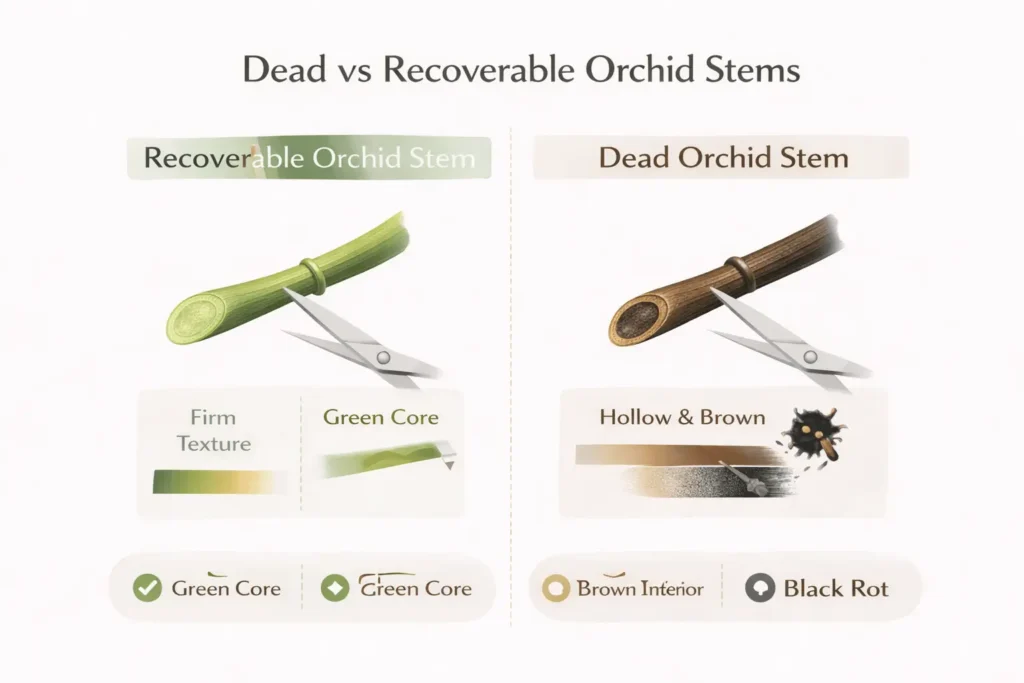 orchid stem turning Brown