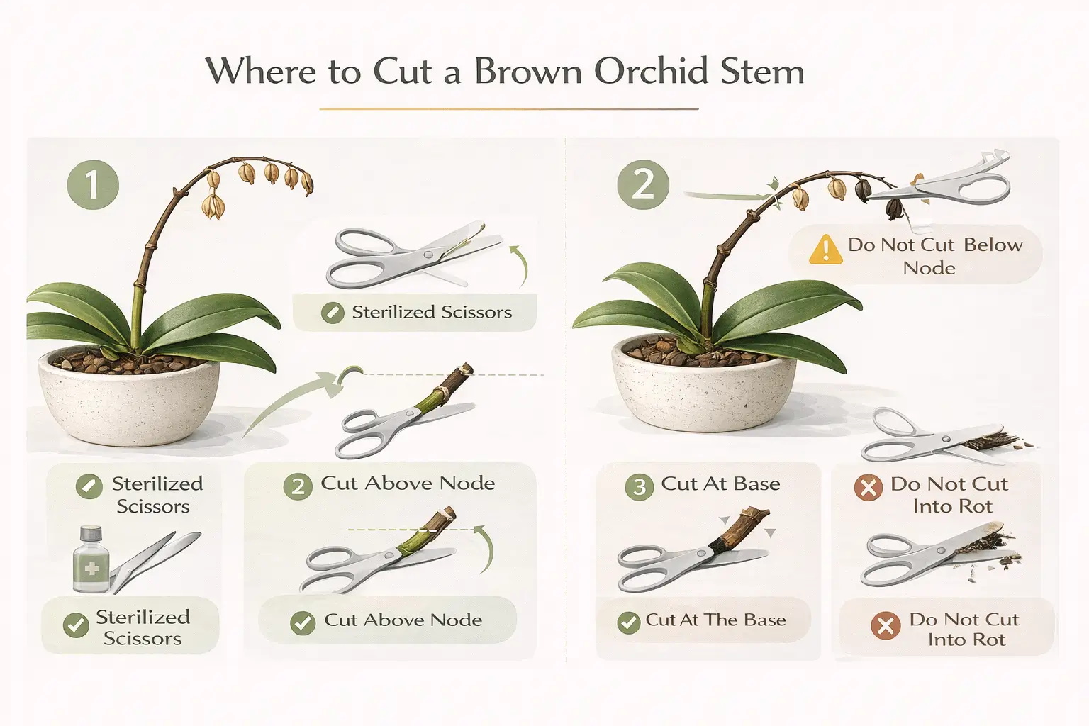 orchid stem turning Brown