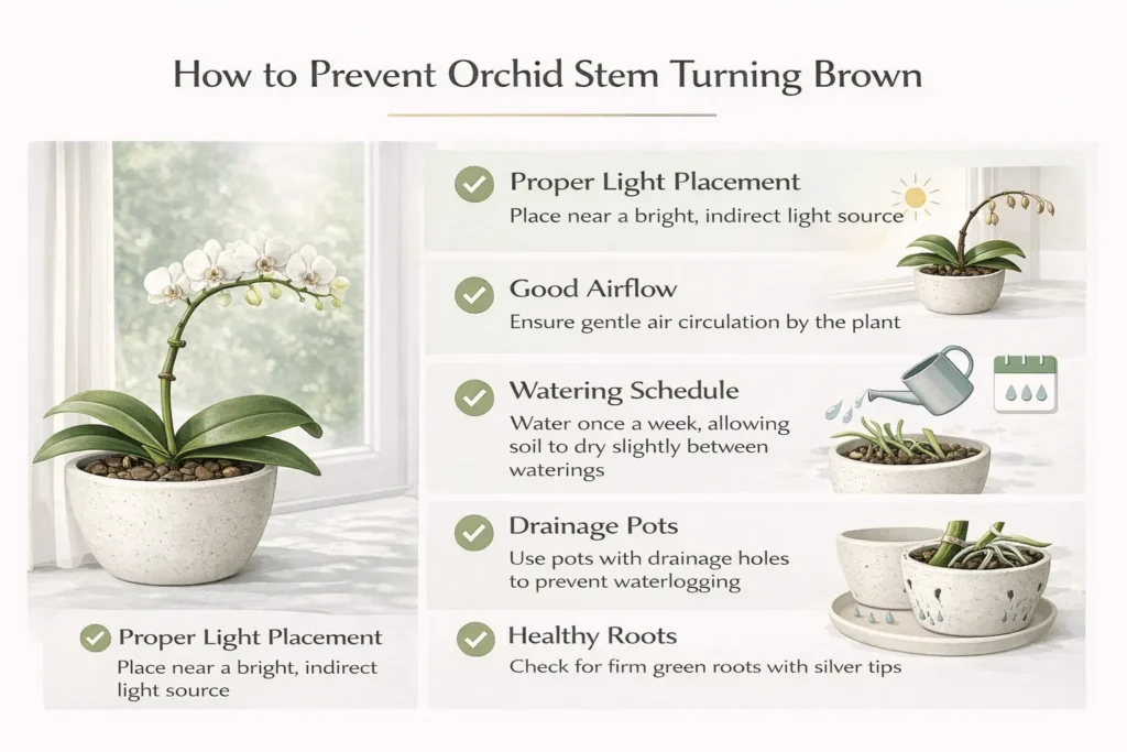 orchid stem turning Brown