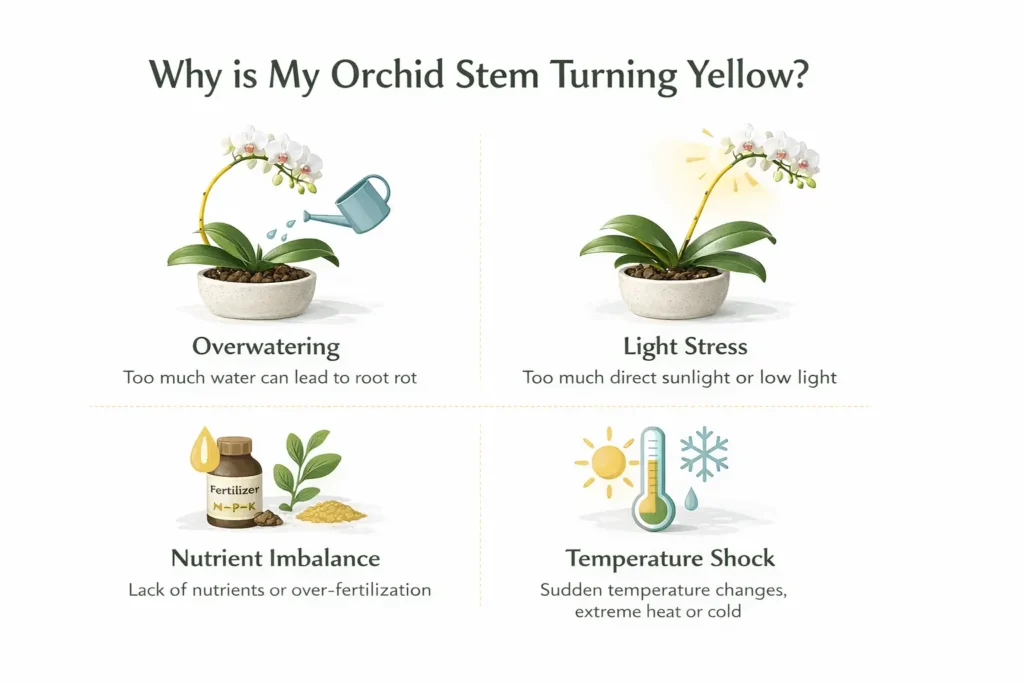 orchid stem turning Yellow