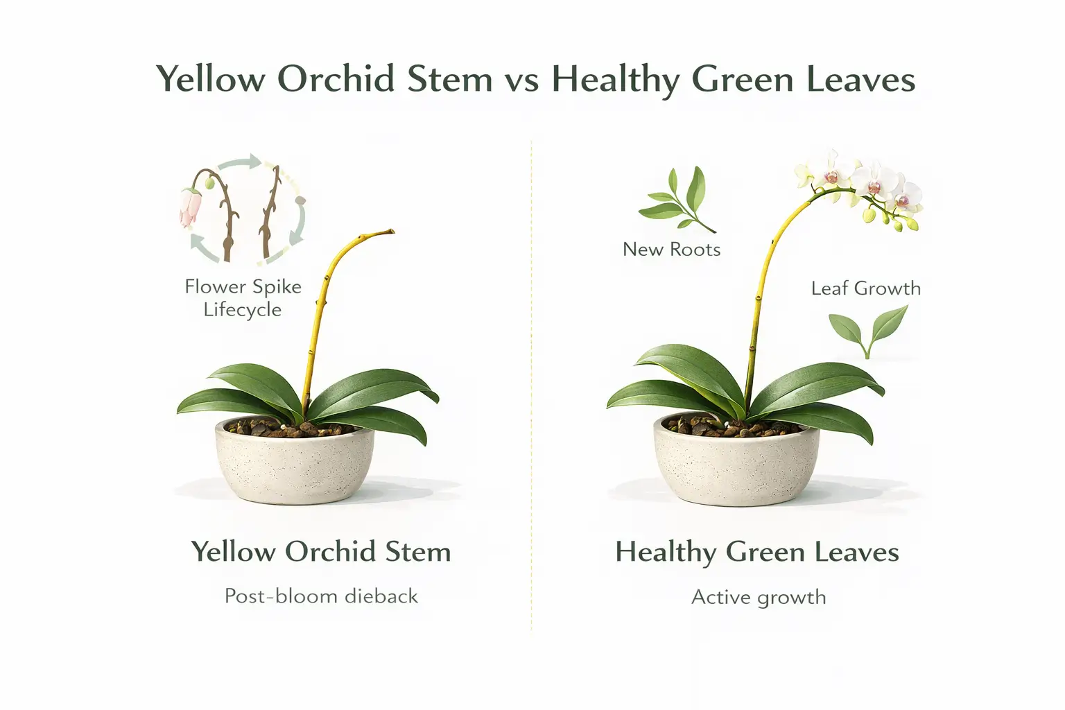 orchid stem turning Yellow