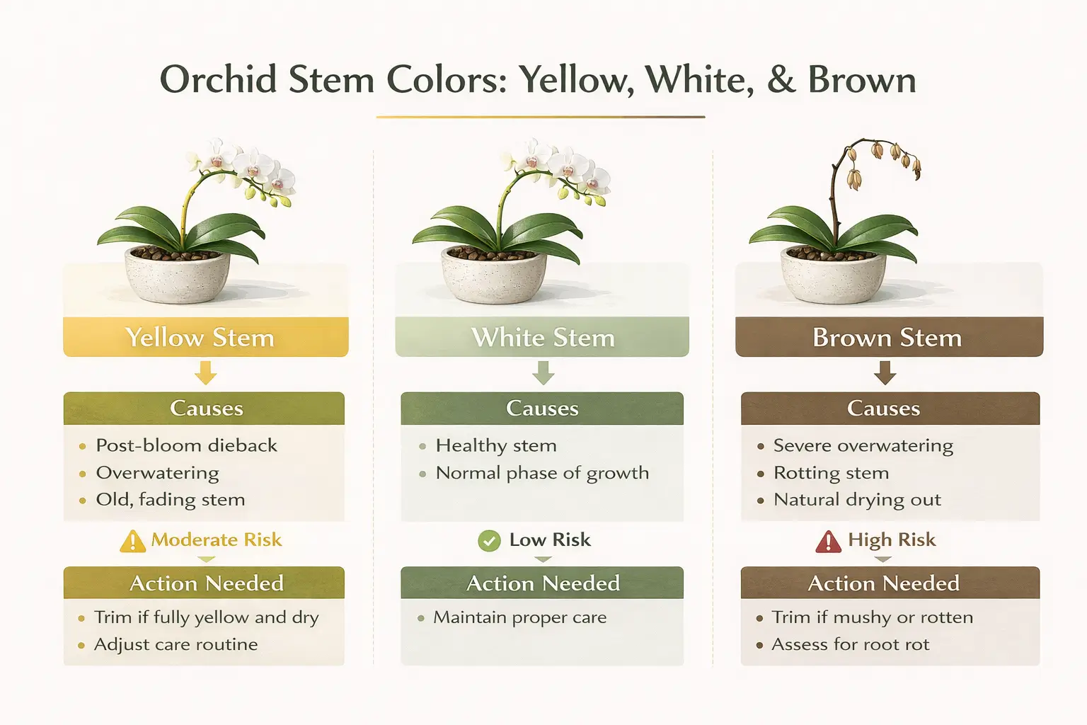 orchid stem turning Yellow