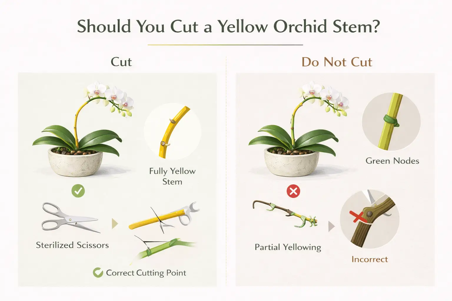 orchid stem turning Yellow
