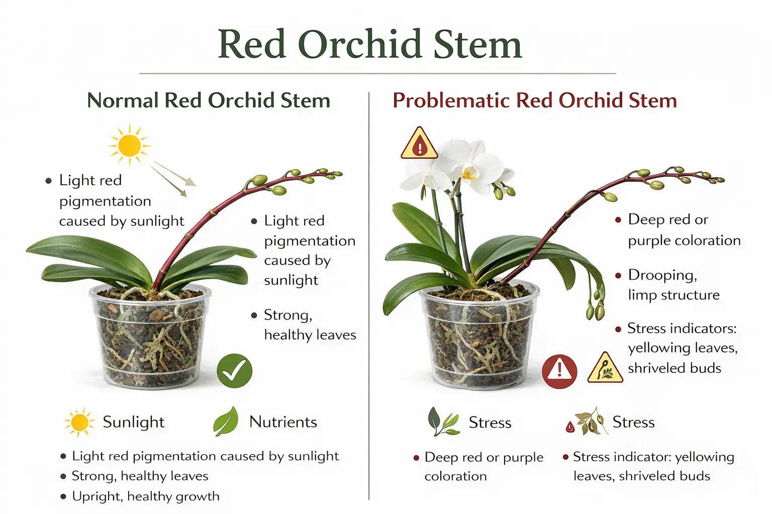 orchid stem turning red