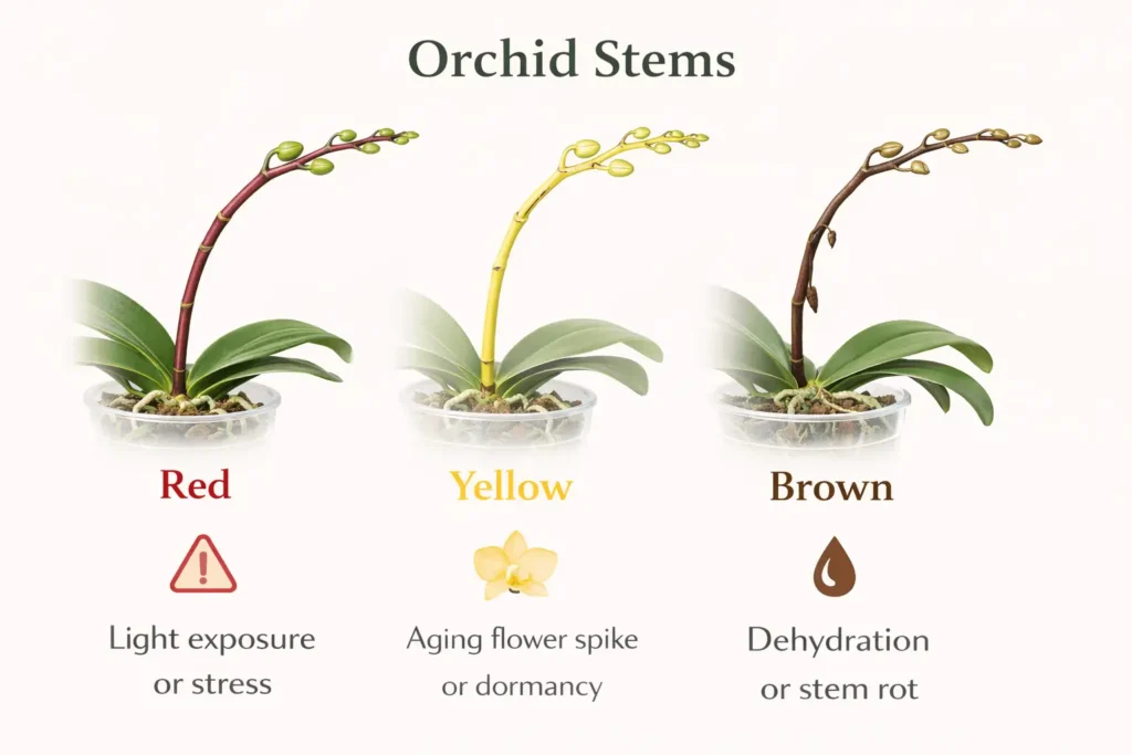 orchid stem turning red