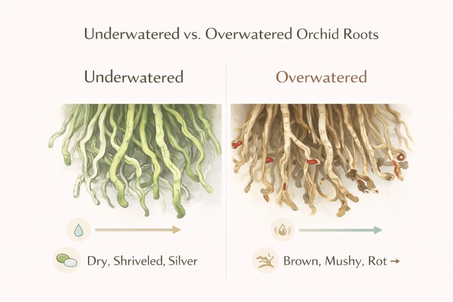 underwatered orchid roots