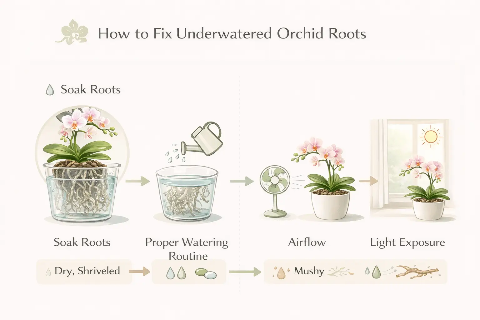 underwatered orchid roots