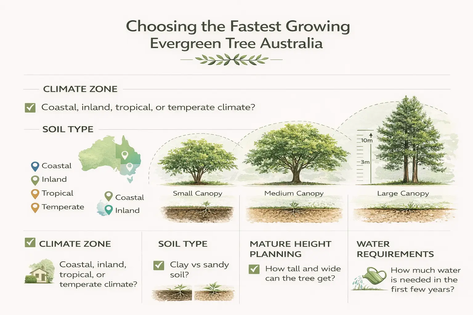 fast growing evergreen trees australia