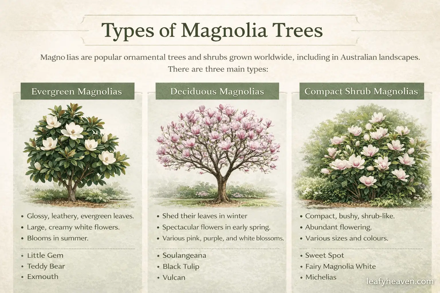 types of magnolia trees in australia